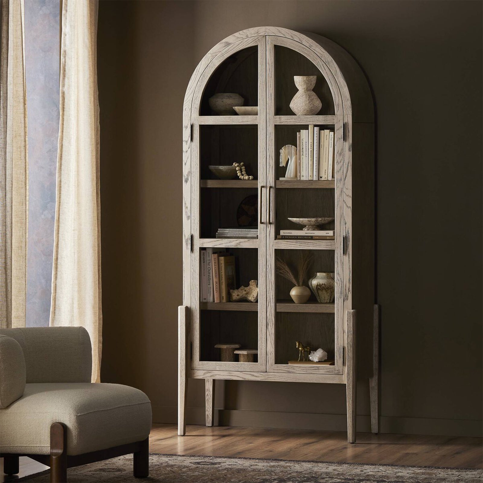 Hattie Open Bookcase Glass Door Tall Display Cabinets Wood File Cabinets Dining Sideboards