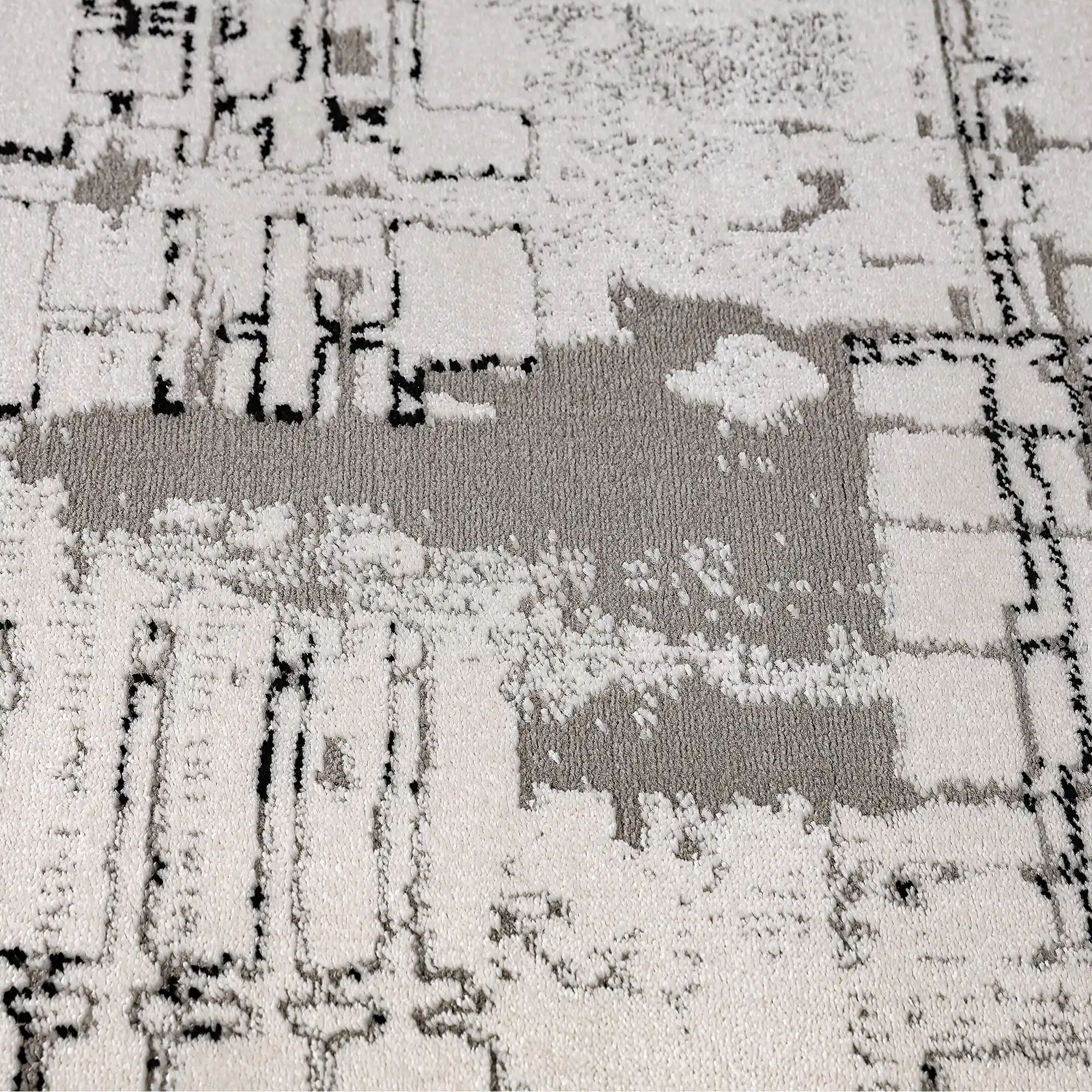 Xiangshe Layered Linear Abstract Neutral Area Rug with Deconstructed Sketch Style Carpet