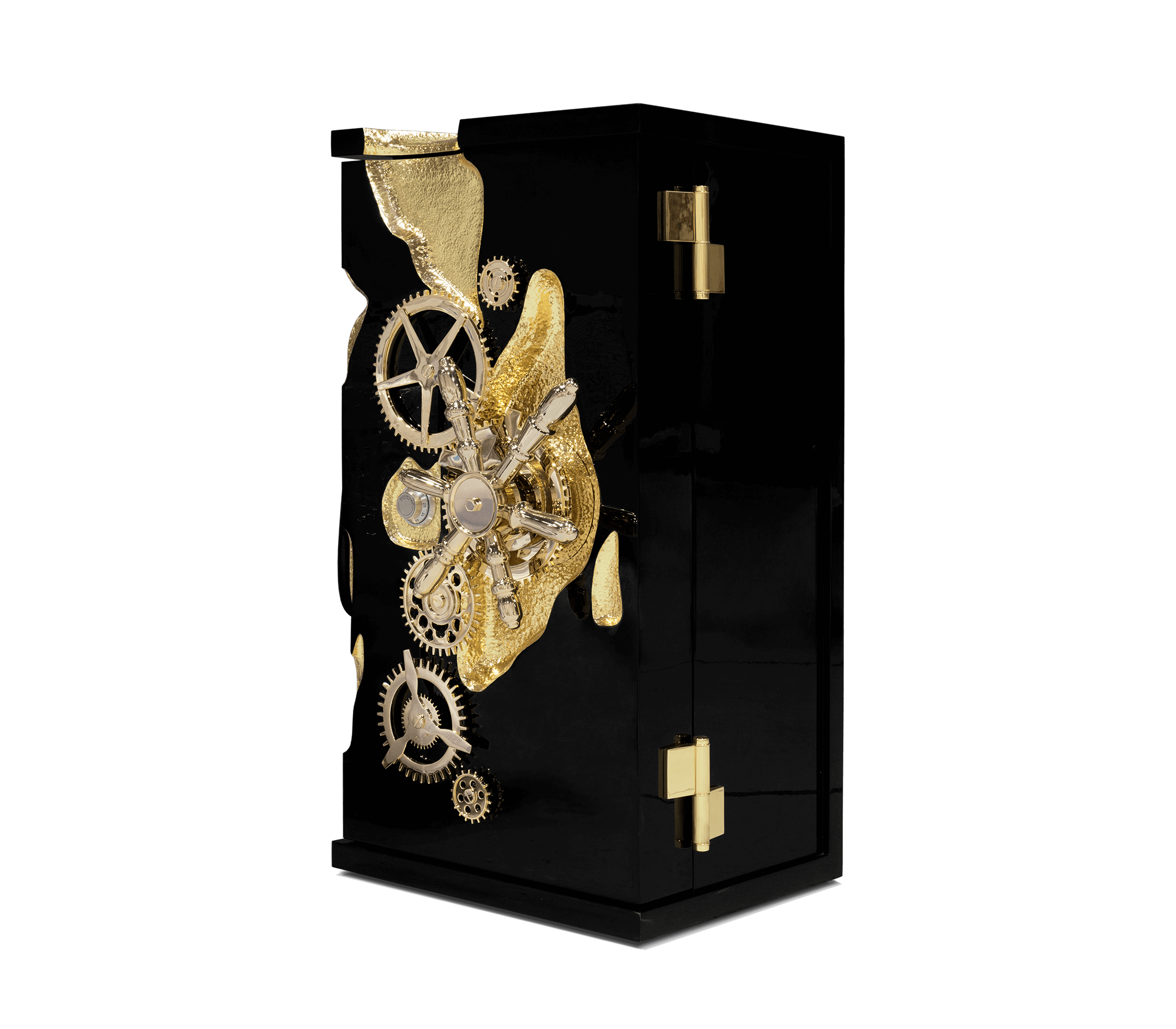Luxury Collectible Vault Safe with Gold-Plated Finish & Secret Dial Lock System