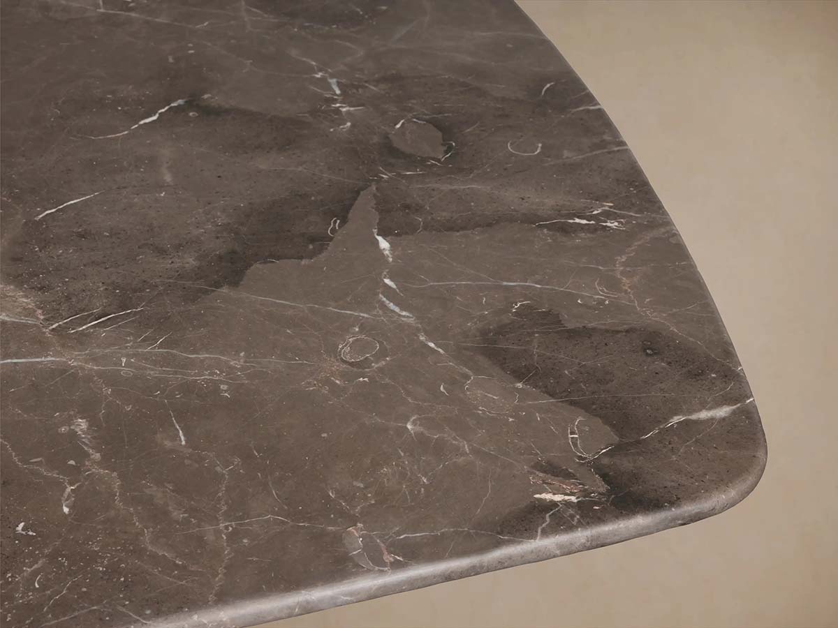 Saint Germain Stone Dining Table with Natural Marble Top Wood Dauphine Base