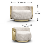 Luxury Imperfect Sculptural Armchair with Swivel Base & Hammered Brass Round Design