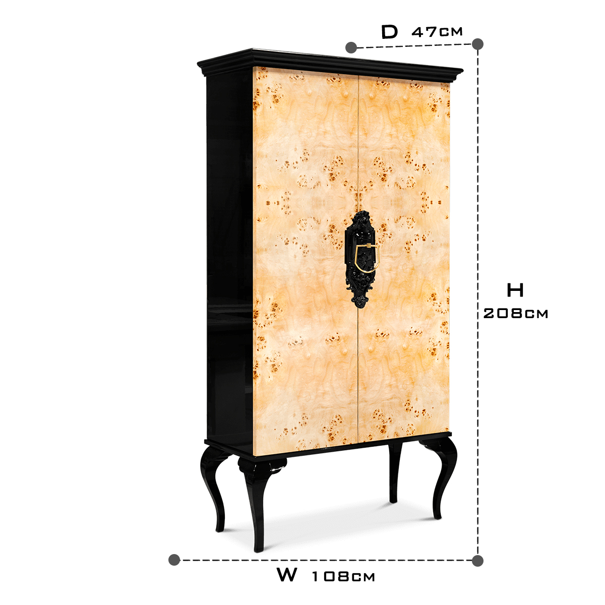 Luxury Sculptural Display Cabinet with Glass Shelves & Designer Storage