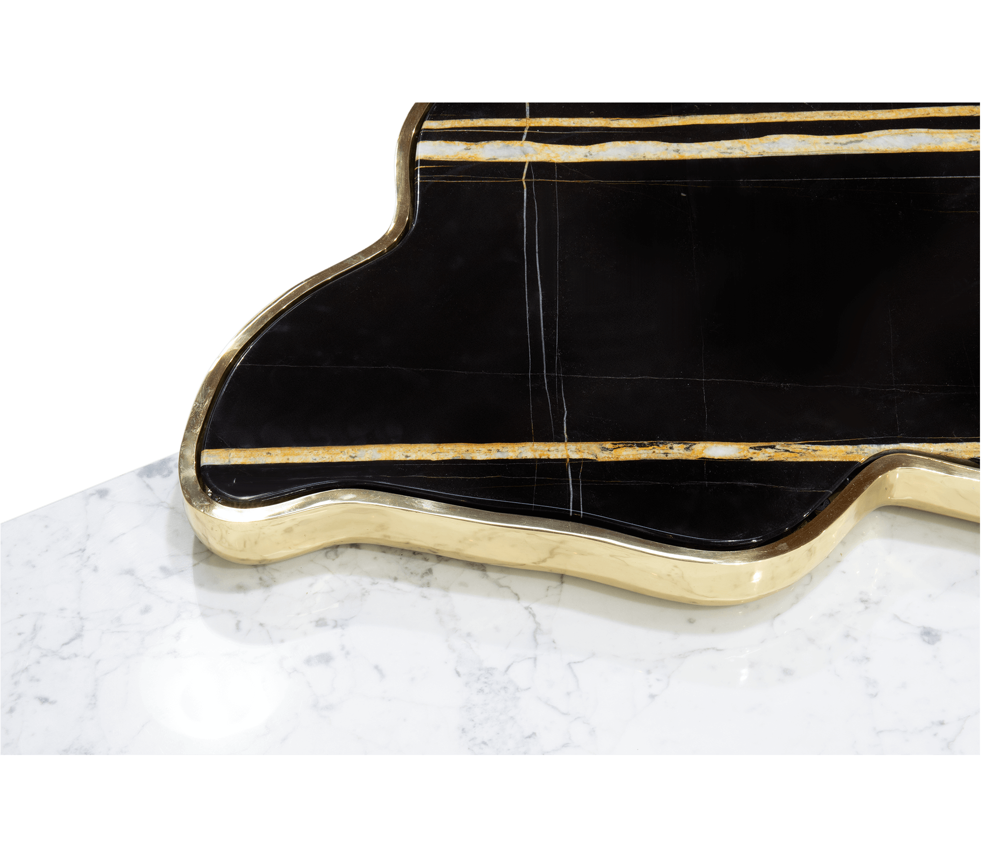 Luxury Black & White Coffee Table with Sculptural Design & High Gloss Finish