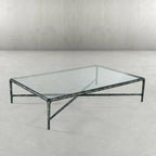 Thaddeus Metal Rectangular Glass Coffee Table Hand-Forged Living Sofa Center Tea Table