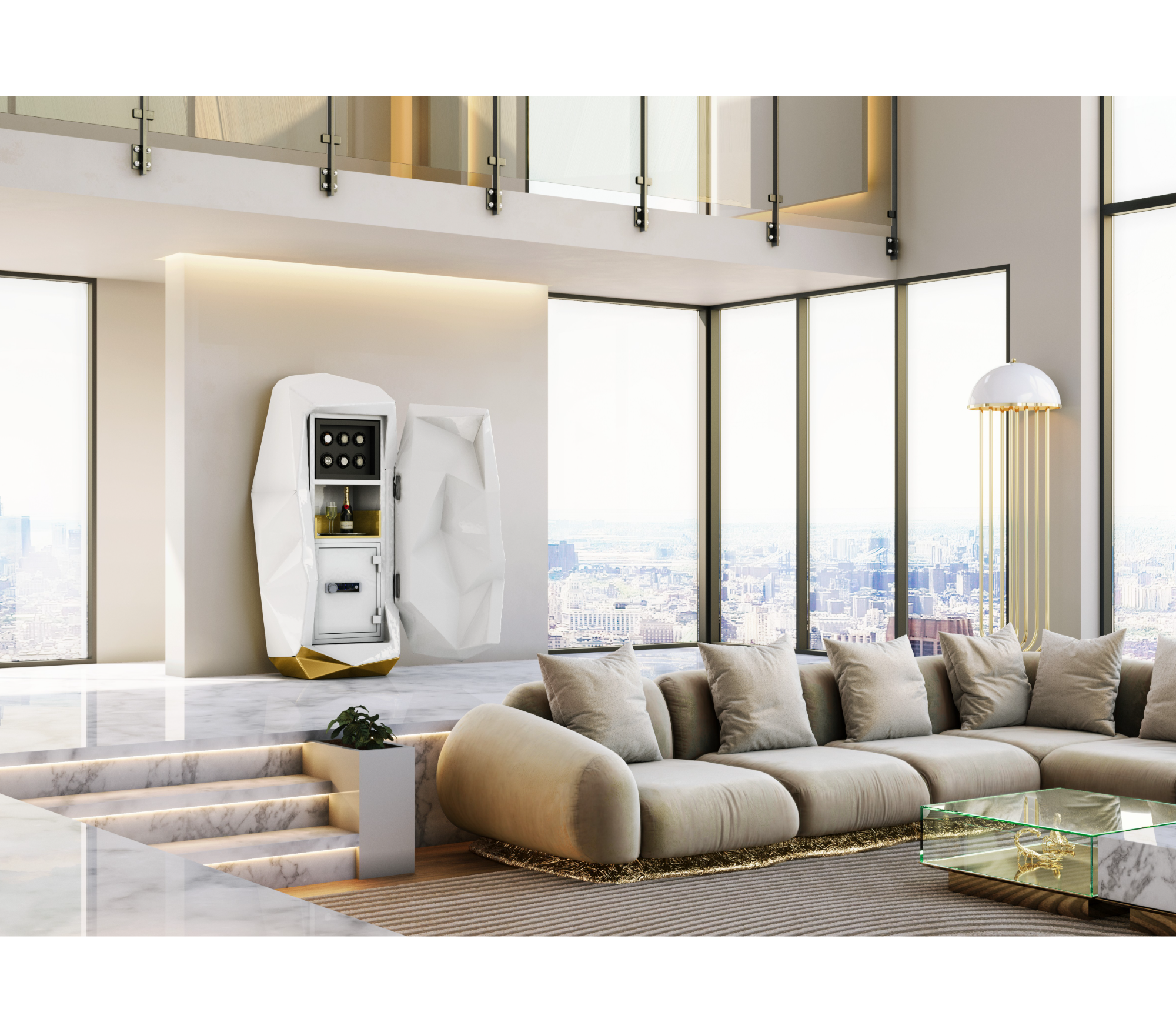 Luxury Diamond Floor Safe with Hidden Watch Winder & Certified High-Security Storage System