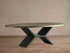 Recycled Metal Dining Table with Vertex Iron Base & One-of-a-Kind Surface