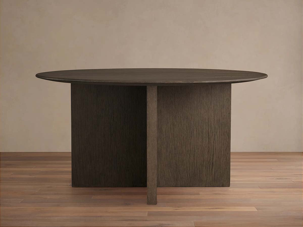 Saint Germain Round Wood Dining Table with Solid Oak Wood & Clement Base