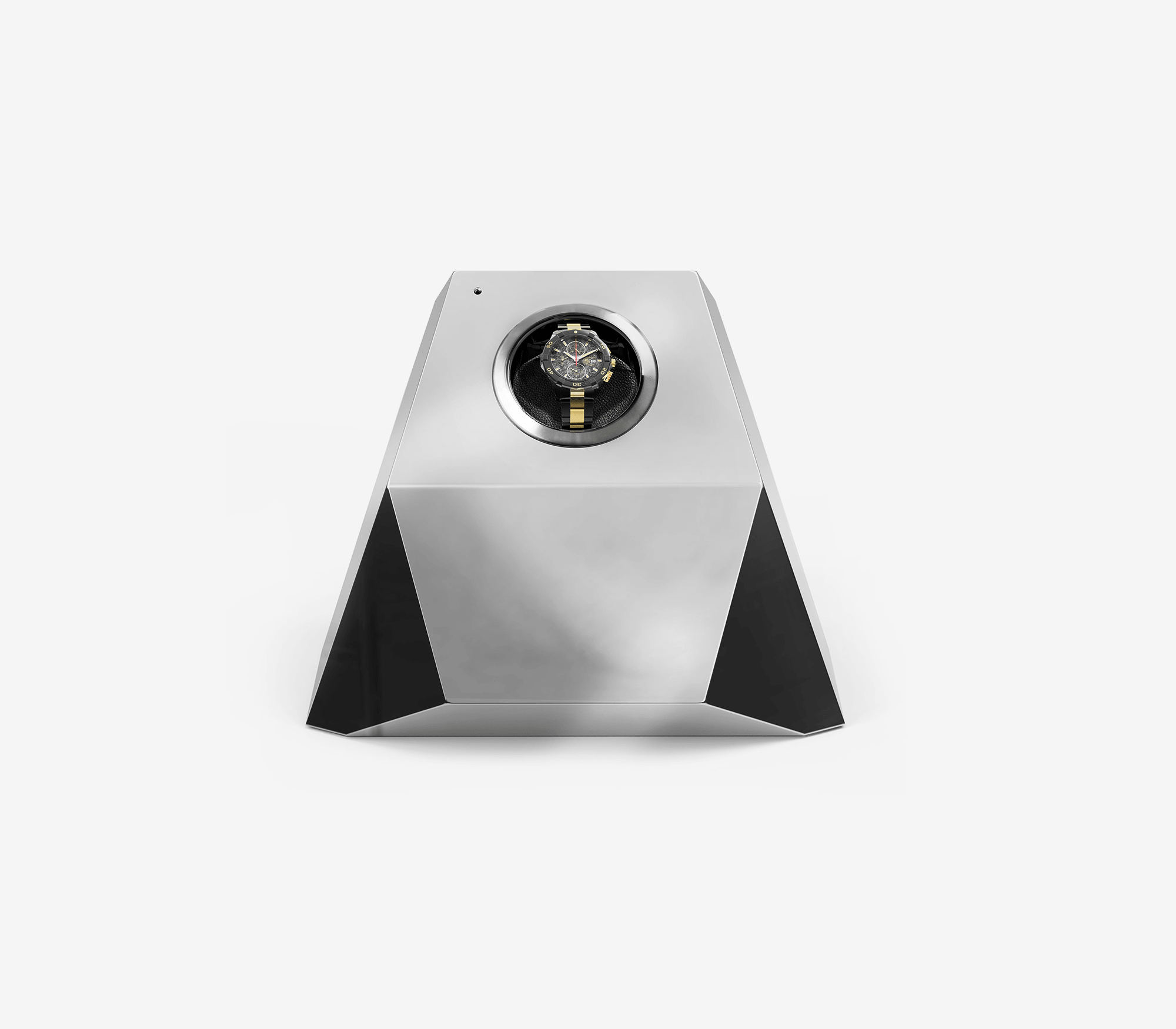 Luxury Diamond Watch Winder with Sculptural Faceted Design & Premium Single Rotor System