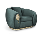 Luxury Sculptural Armchair with Polished Brass Accents & Vintage Contemporary Design