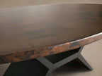 Recycled Metal Dining Table with Vertex Iron Base & One-of-a-Kind Surface