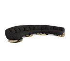 Luxury Sculptural Curved Sofa with Polished Hammered Brass Base & Organic Design