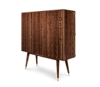 Luxury Walnut Bar Cabinet with Brass Accents & Hidden Storage