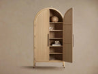 Hattie Oak Living Room Tall Display Cabinet Wood Office Bookcase Dining Sideboard