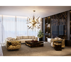 Luxury Carrara Marble Coffee Table with Sculptural Brass Frame & Organic Design