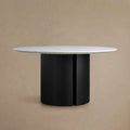 Saint Germain Round Dining Table with Marble Top Wood Dauphine Base