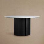 Saint Germain Round Dining Table with Marble Top Wood Dauphine Base