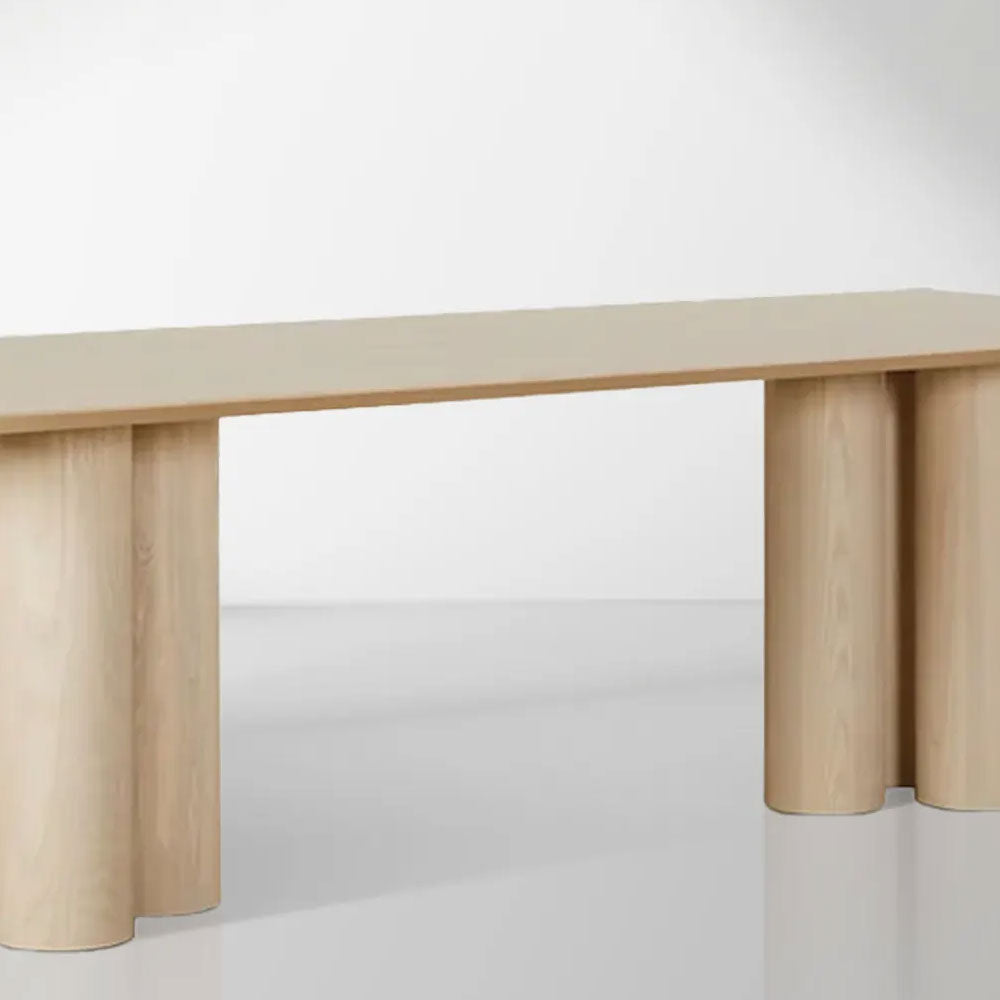 Rinde Rectangular Ash Wood Dining Table with Columnar Legs
