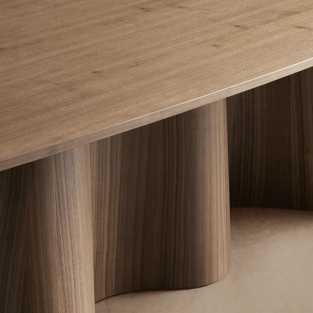 Cortina Boat-Shaped Dining Table American Walnut Wood Dining Table With Waved Base