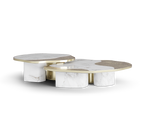 Luxury Calacatta Marble Coffee Table with Black Sculptural Base & Modern Design