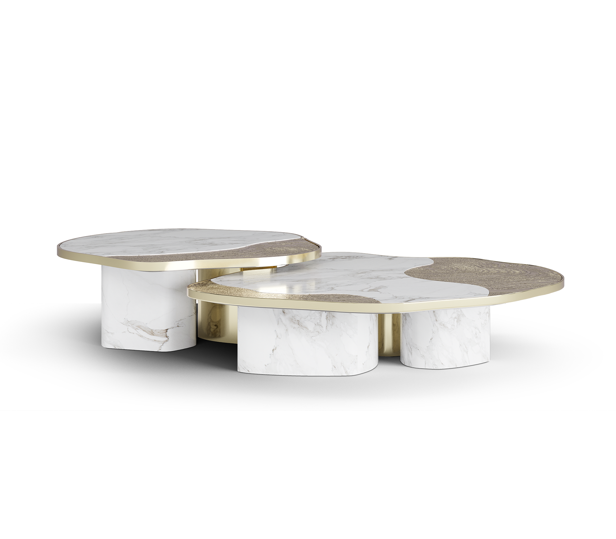 Luxury Calacatta Marble Coffee Table with Black Sculptural Base & Modern Design