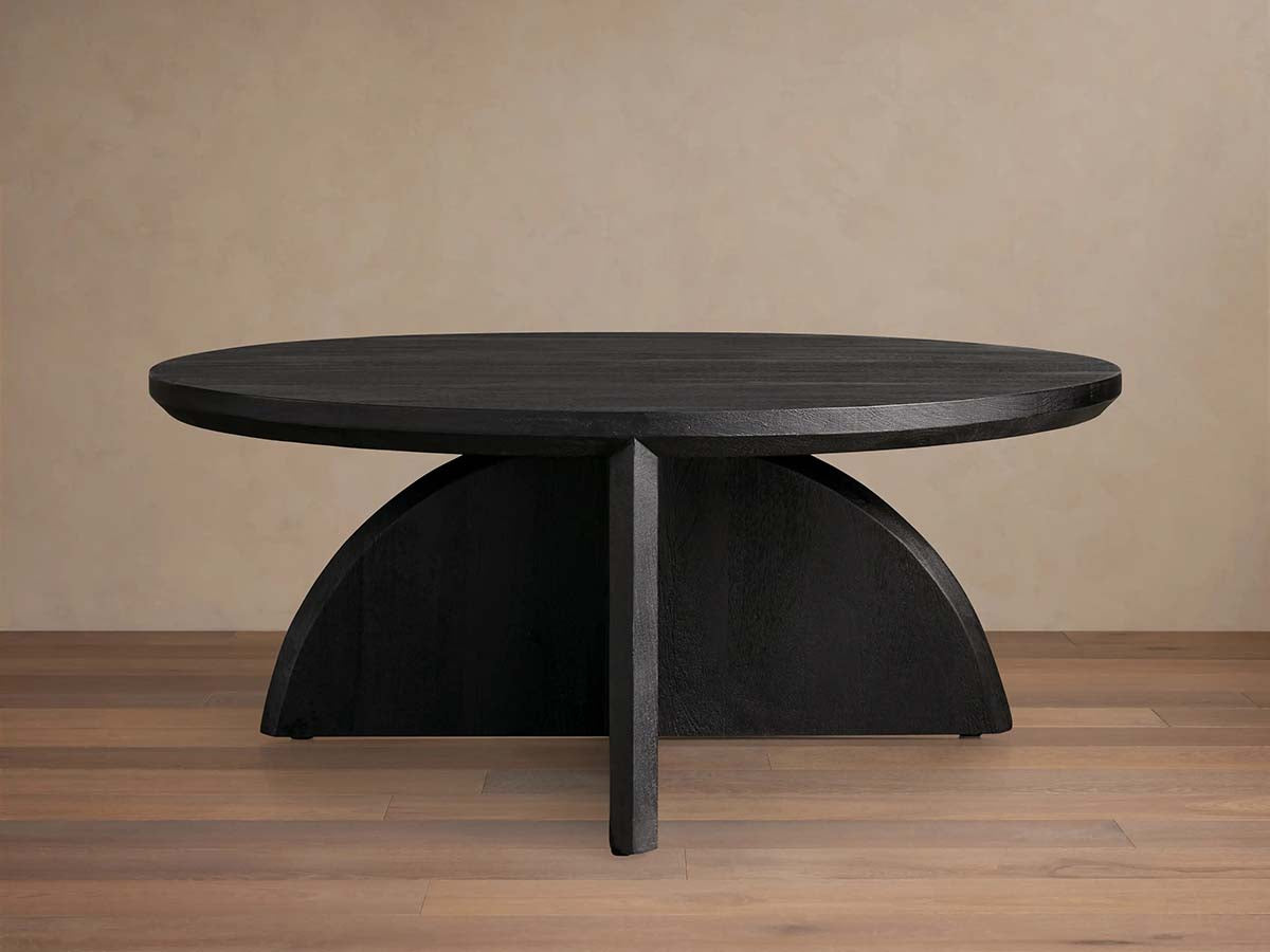 Calderone Round Coffee Table Mango Wood Modern Style Sofa Center Tea Table