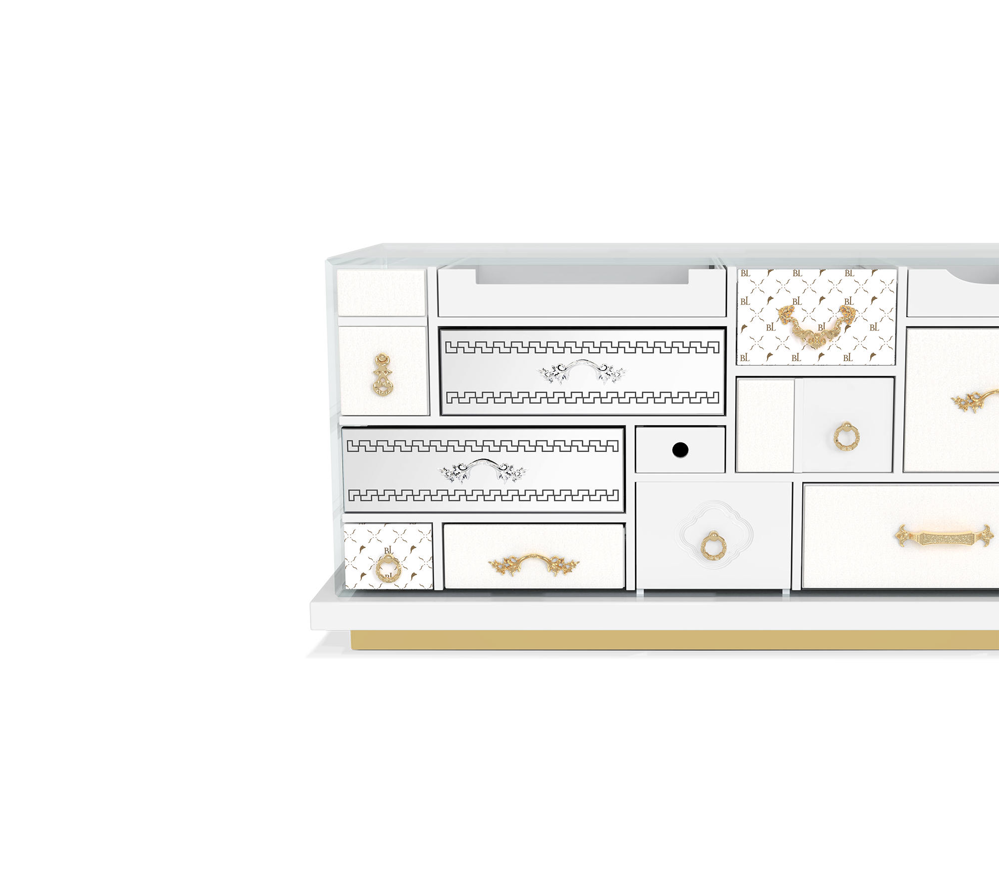 Luxury Modern TV Stand Cabinet with Geometric Design & Hidden Storage