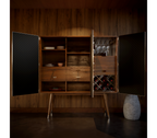 Luxury Walnut Bar Cabinet with Brass Accents & Hidden Storage