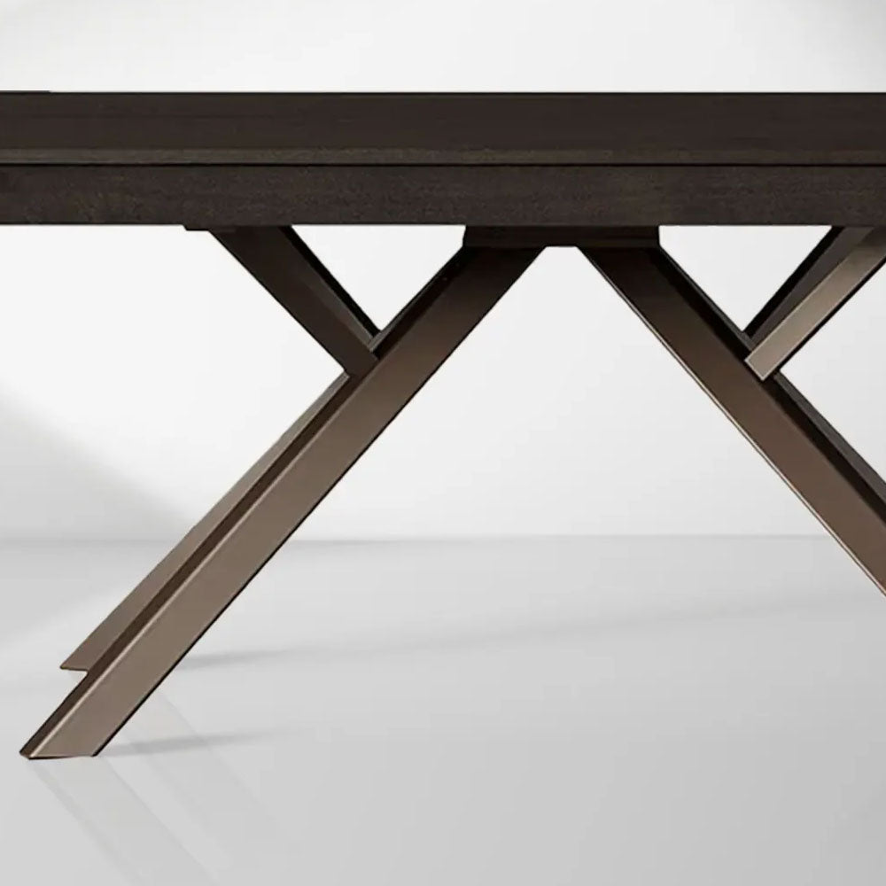 Powell Dual Expandable Wood Dining Table with Steel Base