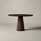 Brank White Oak Wood Round Dining Table With Cone Base