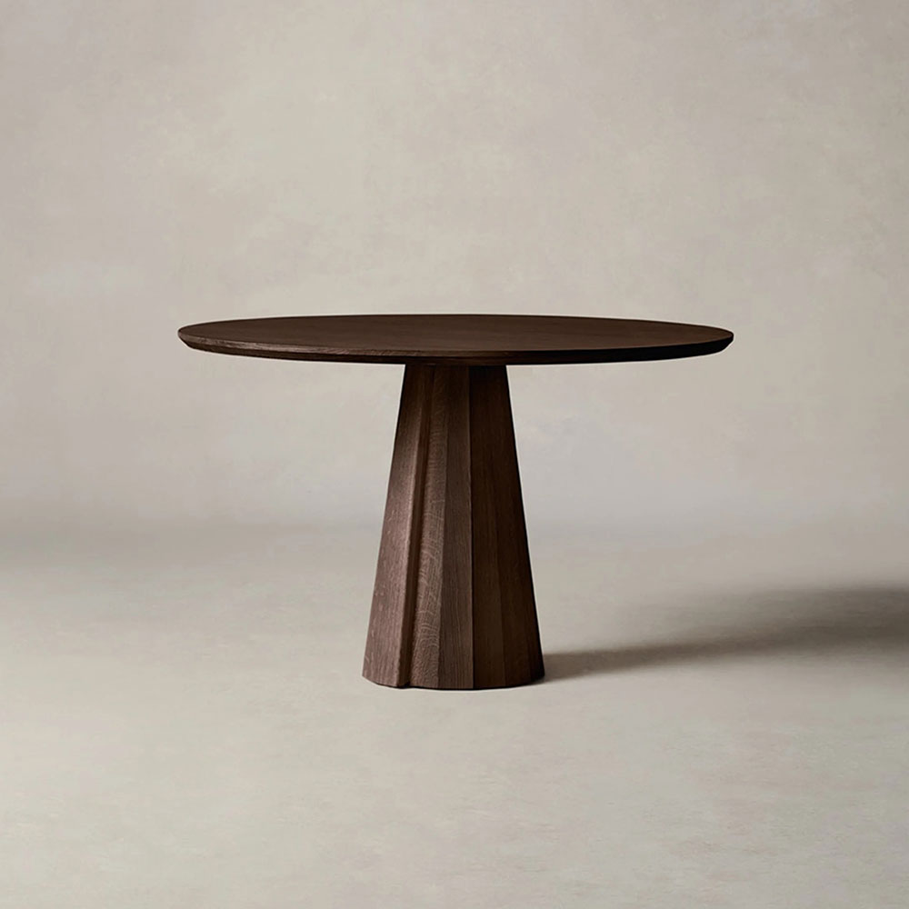 Brank White Oak Wood Round Dining Table With Cone Base
