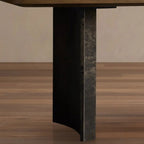 Polanco Wood Rectangular Dining Table with Steel Panels Base