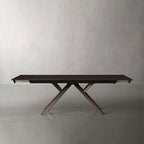 Powell Dual Expandable Wood Dining Table with Steel Base