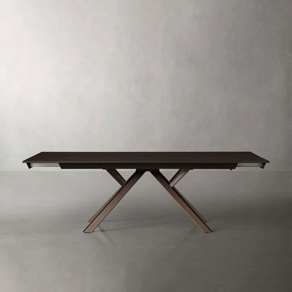 Powell Dual Expandable Wood Dining Table with Steel Base