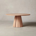 Brank White Oak Wood Round Dining Table With Cone Base