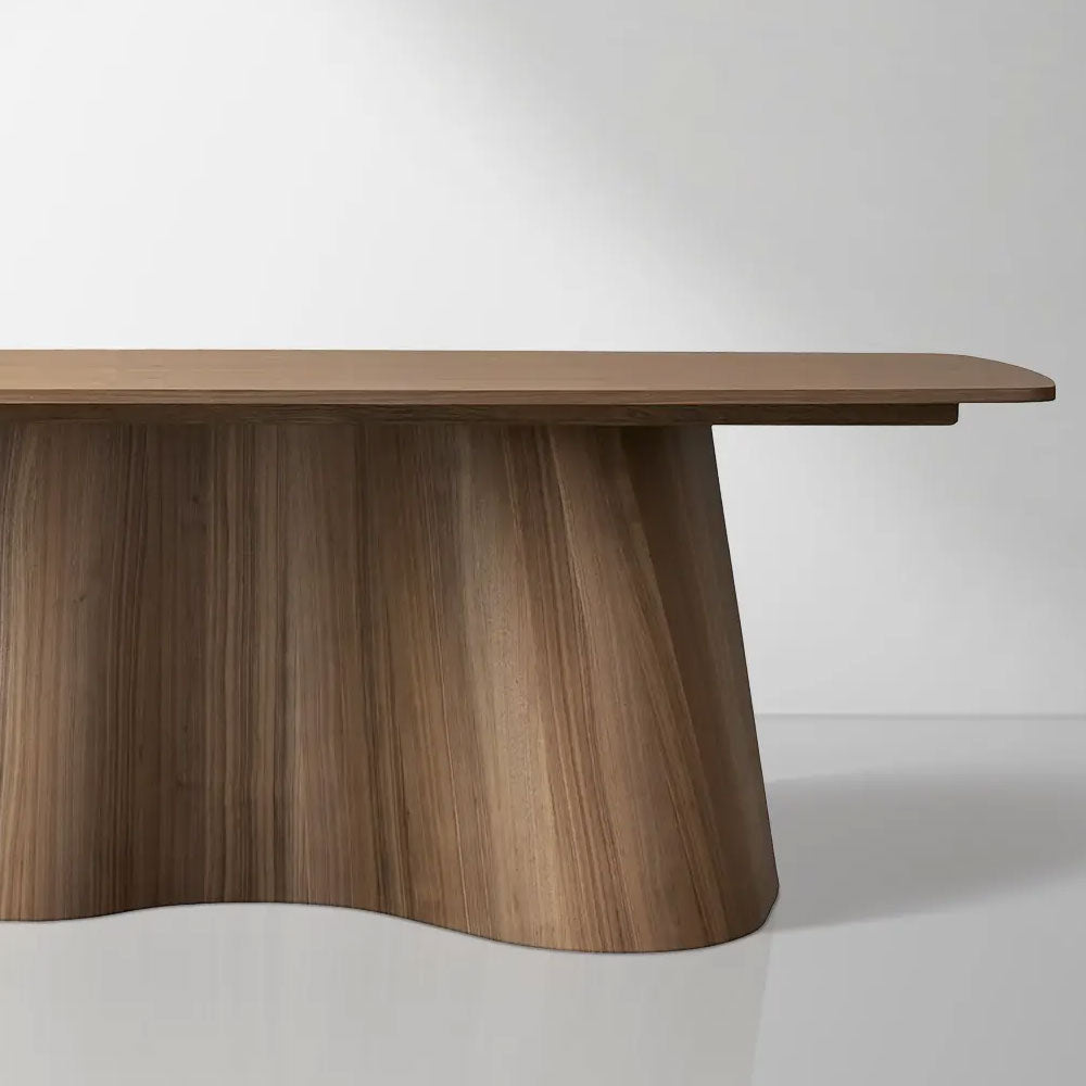 Cortina Boat-Shaped Dining Table American Walnut Wood Dining Table With Waved Base