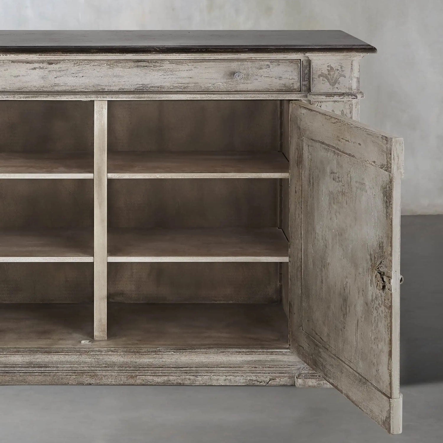 Messina Center Floral Bell'Arte Buffet Sideboard Wood Distressed Entryways Cabinet
