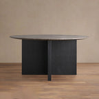 Saint Germain Round Marble Stone Dining Table with Clement Base