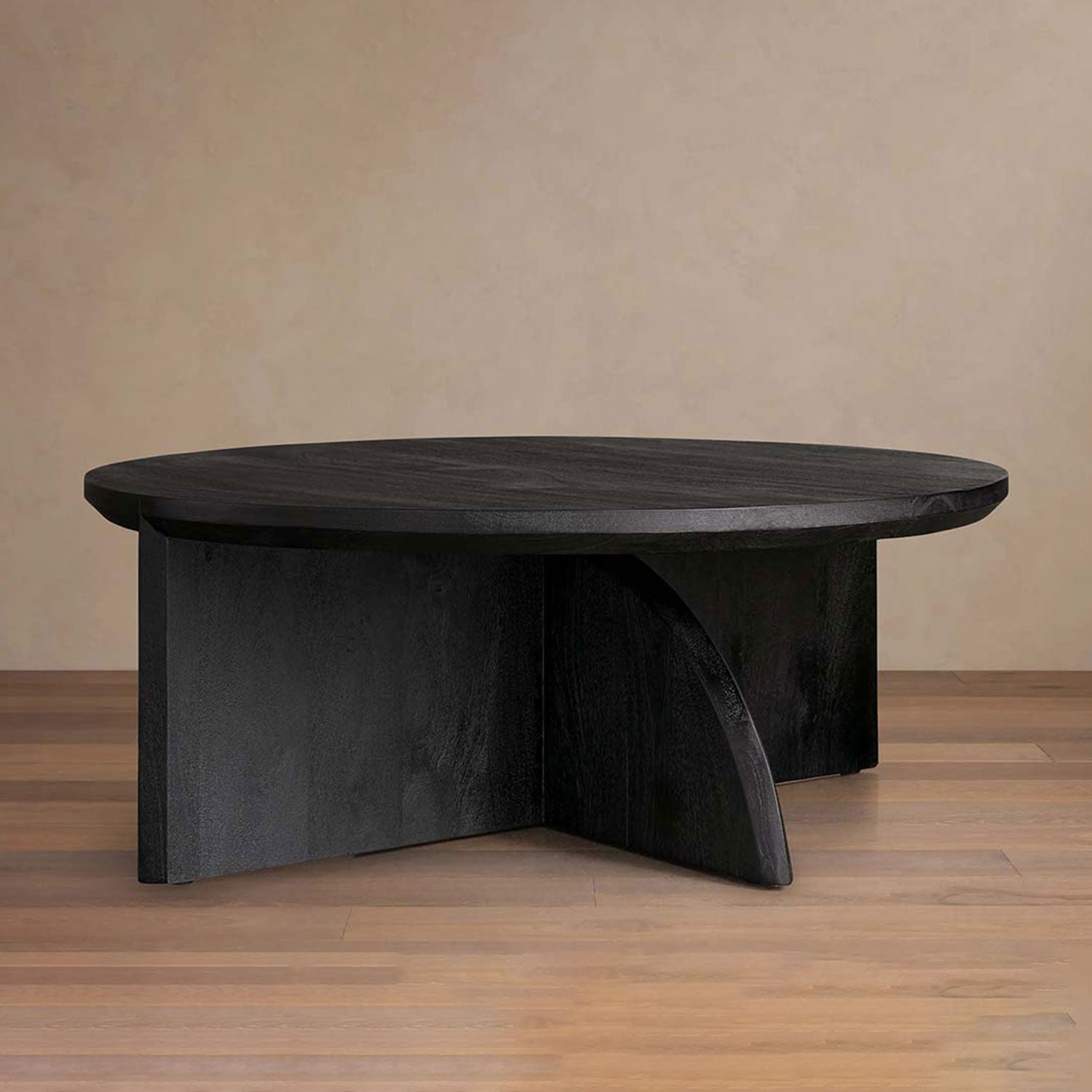 Calderone Round Coffee Table Mango Wood Modern Style Sofa Center Tea Table