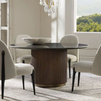 Finnley Round Marble Stone Top With Wood Plinth Bases
