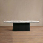 Vincenza Dining Table with Marble Top Solid Wood Toulouse Base