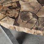 Petra Natural Stone Rectangular Dining Table with Iron Base