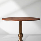 Jacob Bistro Table Wood Round Dining Table with Wade Solid Cast Base