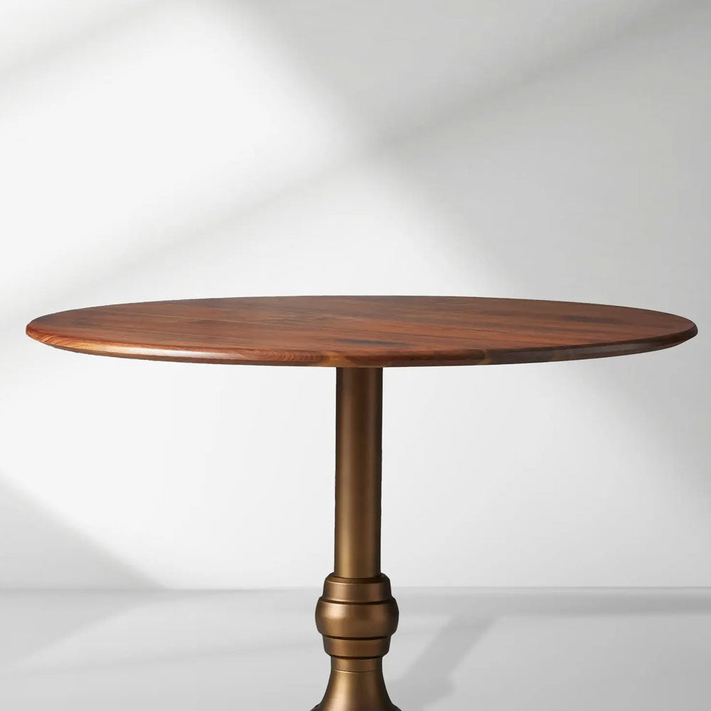 Jacob Bistro Table Wood Round Dining Table with Wade Solid Cast Base