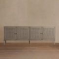 Pearson Mindi TV Stand Woven Cane Cabinet Doors Media Console Entrance Table Wood Sideboard Television Storage Unit Entryways Table