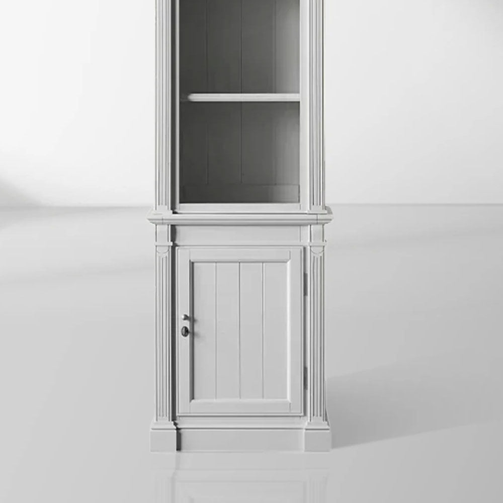 Athens Narrow Display Tall Cabinet Neoclassical Bookcase Poplar Wood Vintage Living Side Cabinet