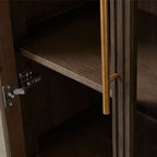 Finnley Glass Door Tall Display Cabinet Solid Wood Side Cabinet Bookcase