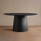 Saint Germain Round Wood Dining Table with Solid Oak Top Natural Wood Toulouse Base