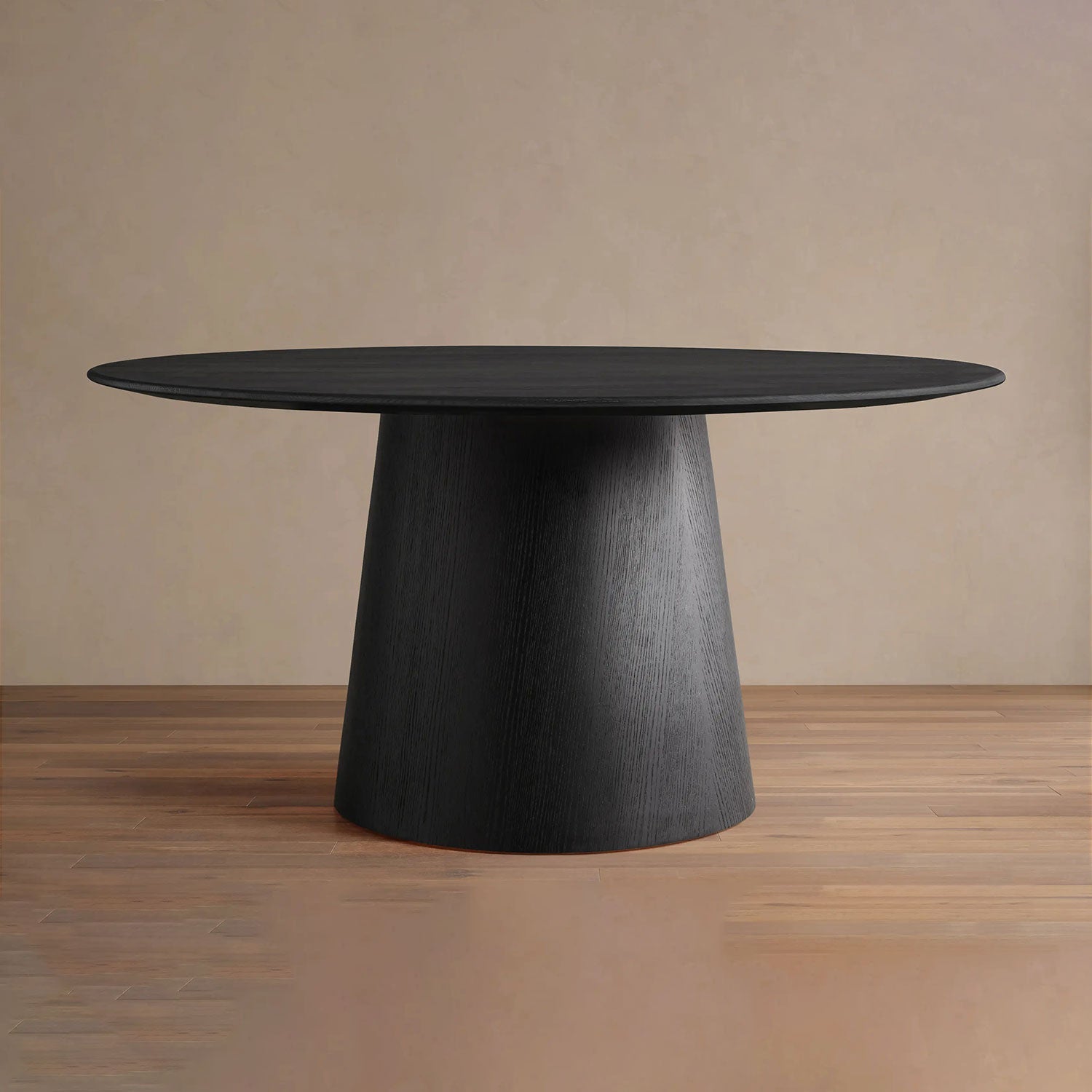 Saint Germain Round Wood Dining Table with Solid Oak Top Natural Wood Toulouse Base