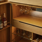 Finnley Holz-Barschrank, Landhaus-Weinschrank, Buffet-Sideboard mit geriffelten Details