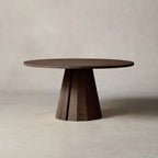 Brank White Oak Wood Round Dining Table With Cone Base